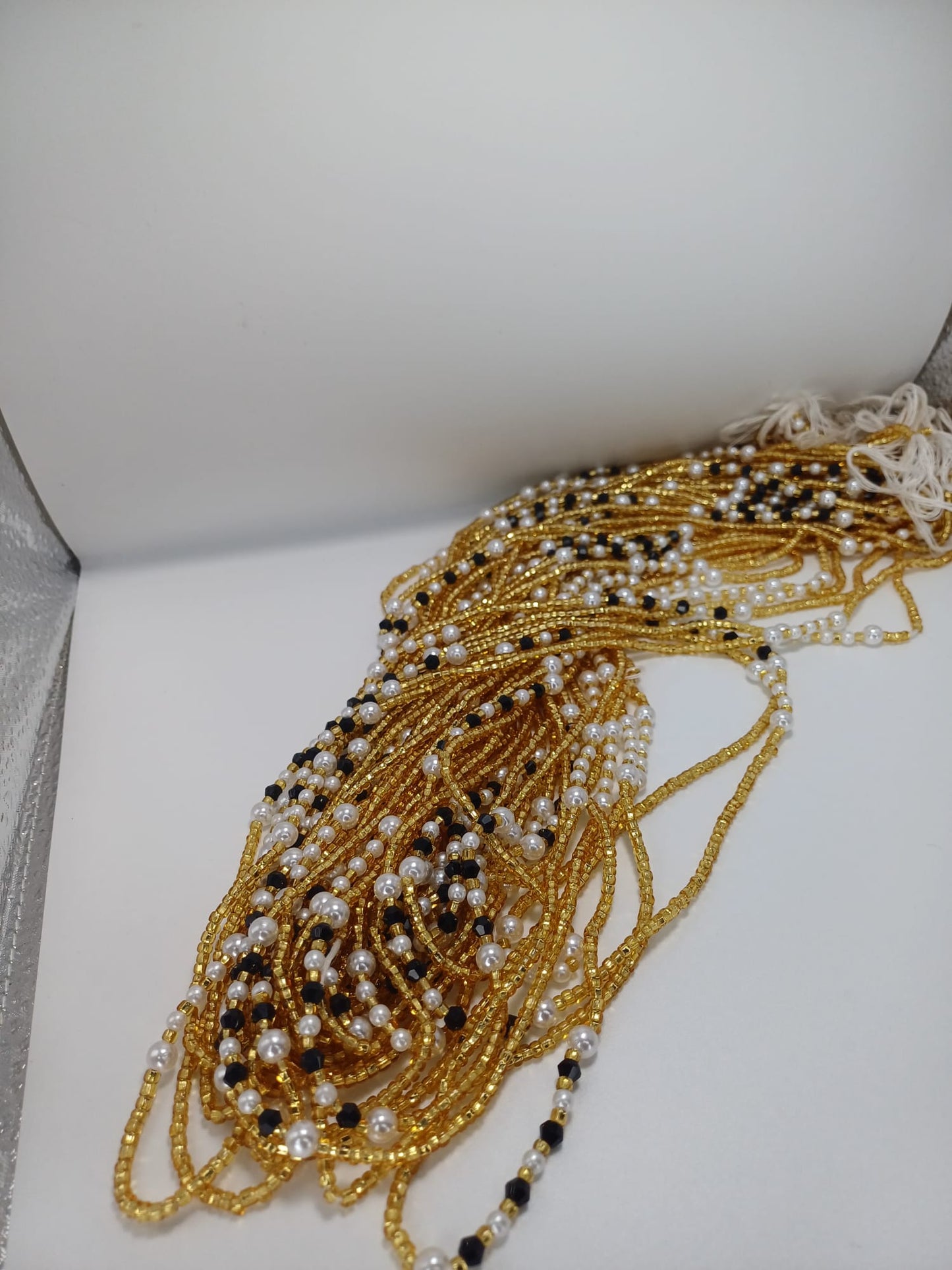 Pearl and black diamond Waist Beads|On Sale Belly Chain Weight control African beads|belly beads| Ghana beads| Weight Tracker| Nigerian waist beads