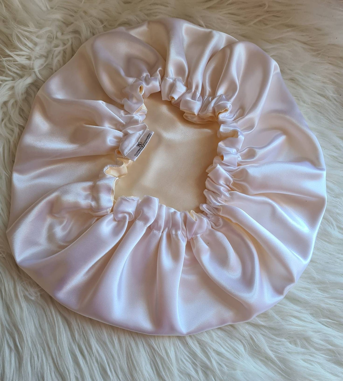 White Reversible Satin hair bonnet|Satin Elasticated, Sleep Hat Bonnet, Headscarf. Night Sleep, Protecting Hairstyle, Gift for Wedding.