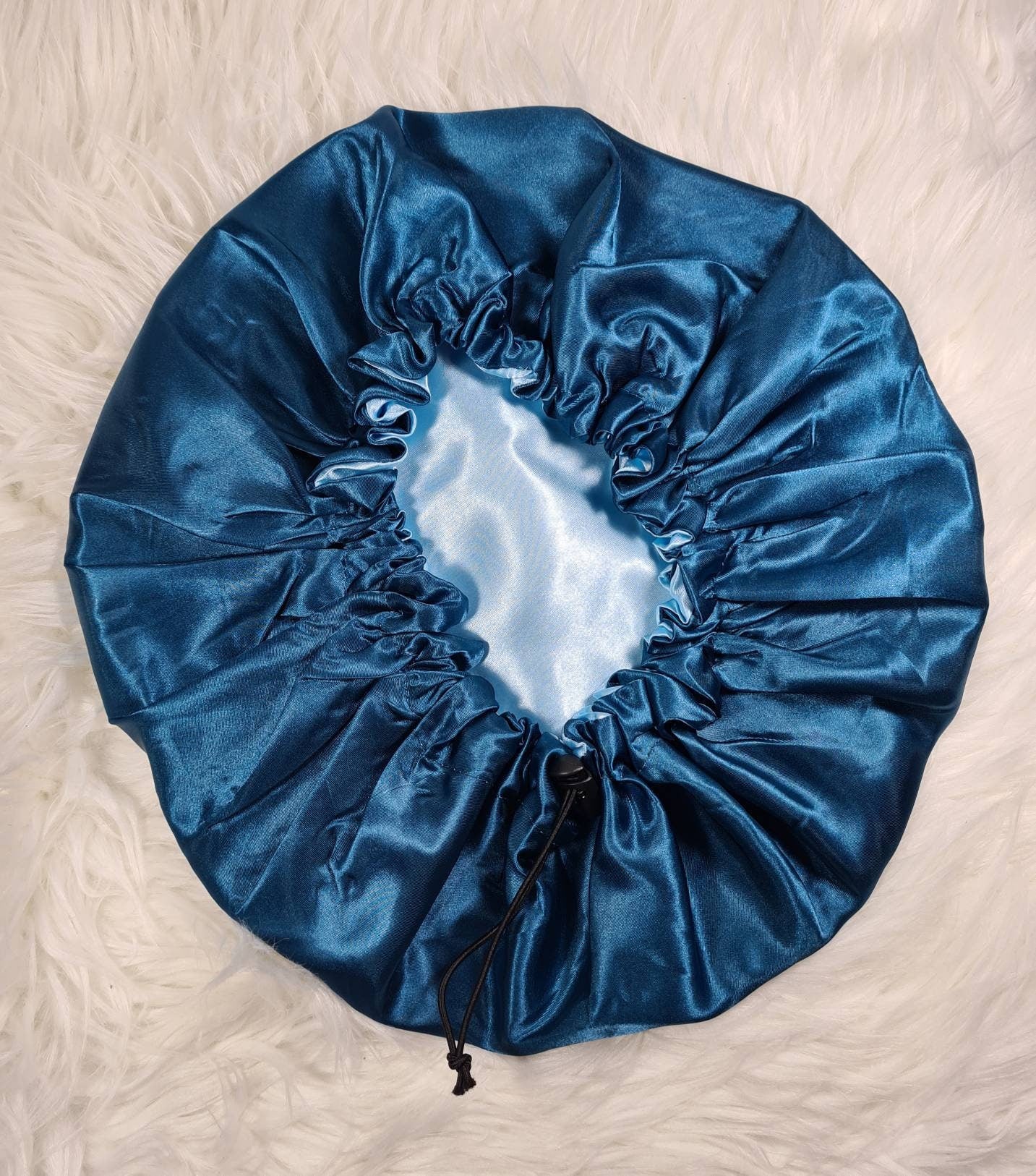 Teal Adjustable Drawstring Reversible Satin hair bonnet|Satin Elasticated, Sleep Hat Bonnet, Night Cap, Protecting Hairstyle.