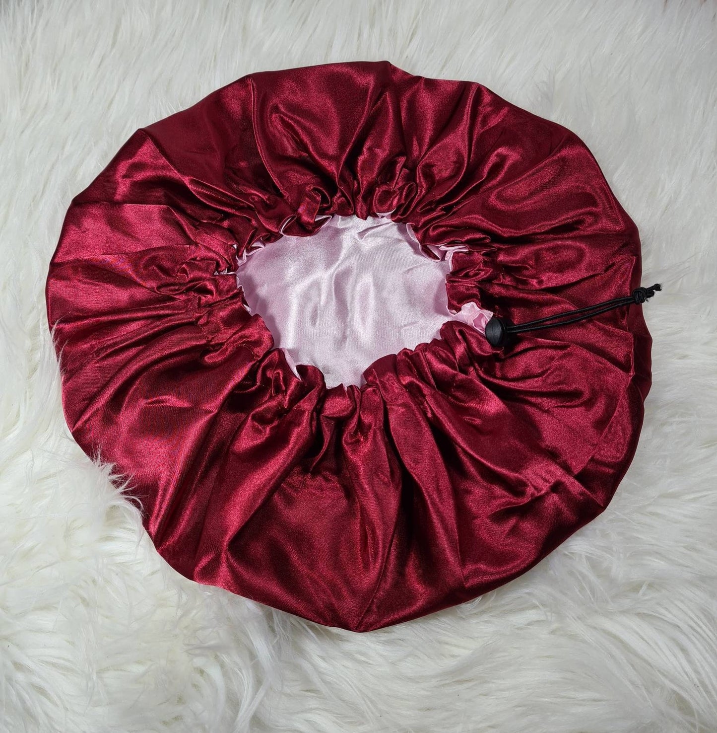 Burgundy Adjustable Drawstring Reversible Satin hair bonnet|Satin Elasticated, Sleep Hat Bonnet, Night Cap, Protecting Hairstyle.