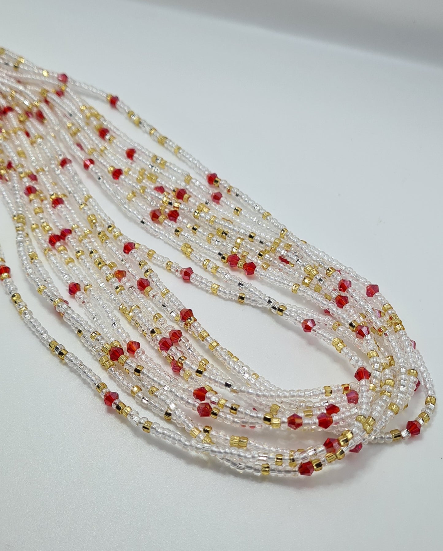 Lady in red mix Waist Beads|On Sale Belly Chain Weight control African beads|belly beads| Ghana beads| Weight Tracker| Nigerian waist beads