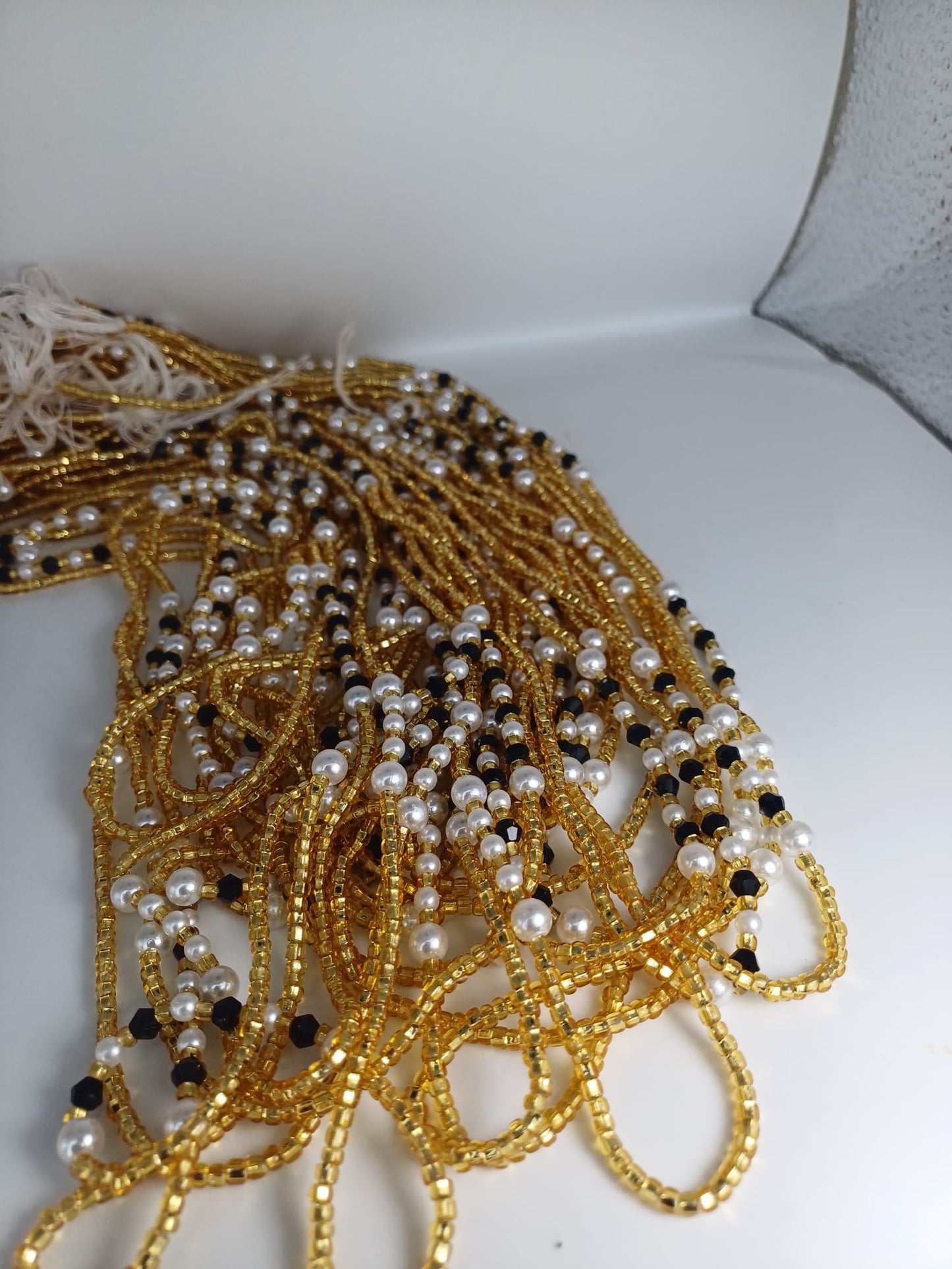 Pearl and black diamond Waist Beads|On Sale Belly Chain Weight control African beads|belly beads| Ghana beads| Weight Tracker| Nigerian waist beads