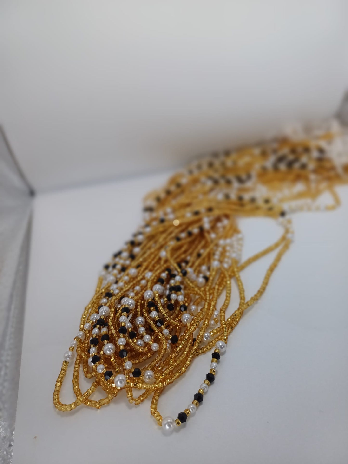 Pearl and black diamond Waist Beads|On Sale Belly Chain Weight control African beads|belly beads| Ghana beads| Weight Tracker| Nigerian waist beads