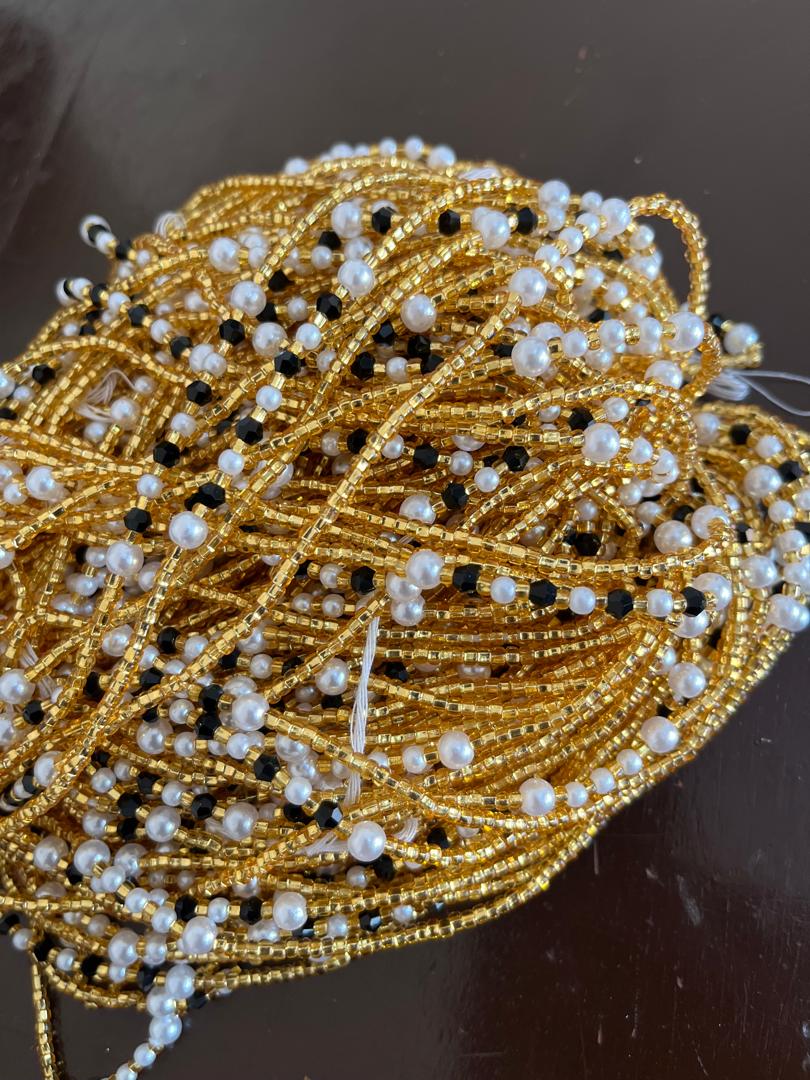 Pearl and black diamond Waist Beads|On Sale Belly Chain Weight control African beads|belly beads| Ghana beads| Weight Tracker| Nigerian waist beads