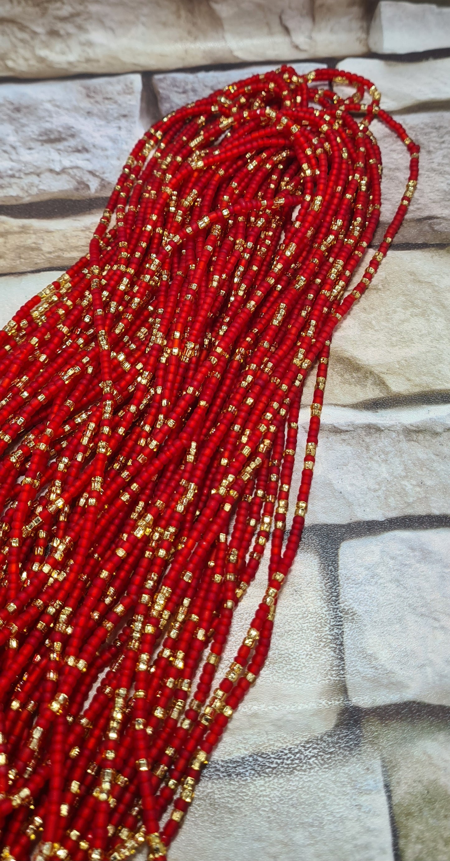 Red and Gold Waist Beads|On Sale Belly Chain Weight control African beads|belly beads| Ghana beads| Weight Tracker| Nigerian waist beads