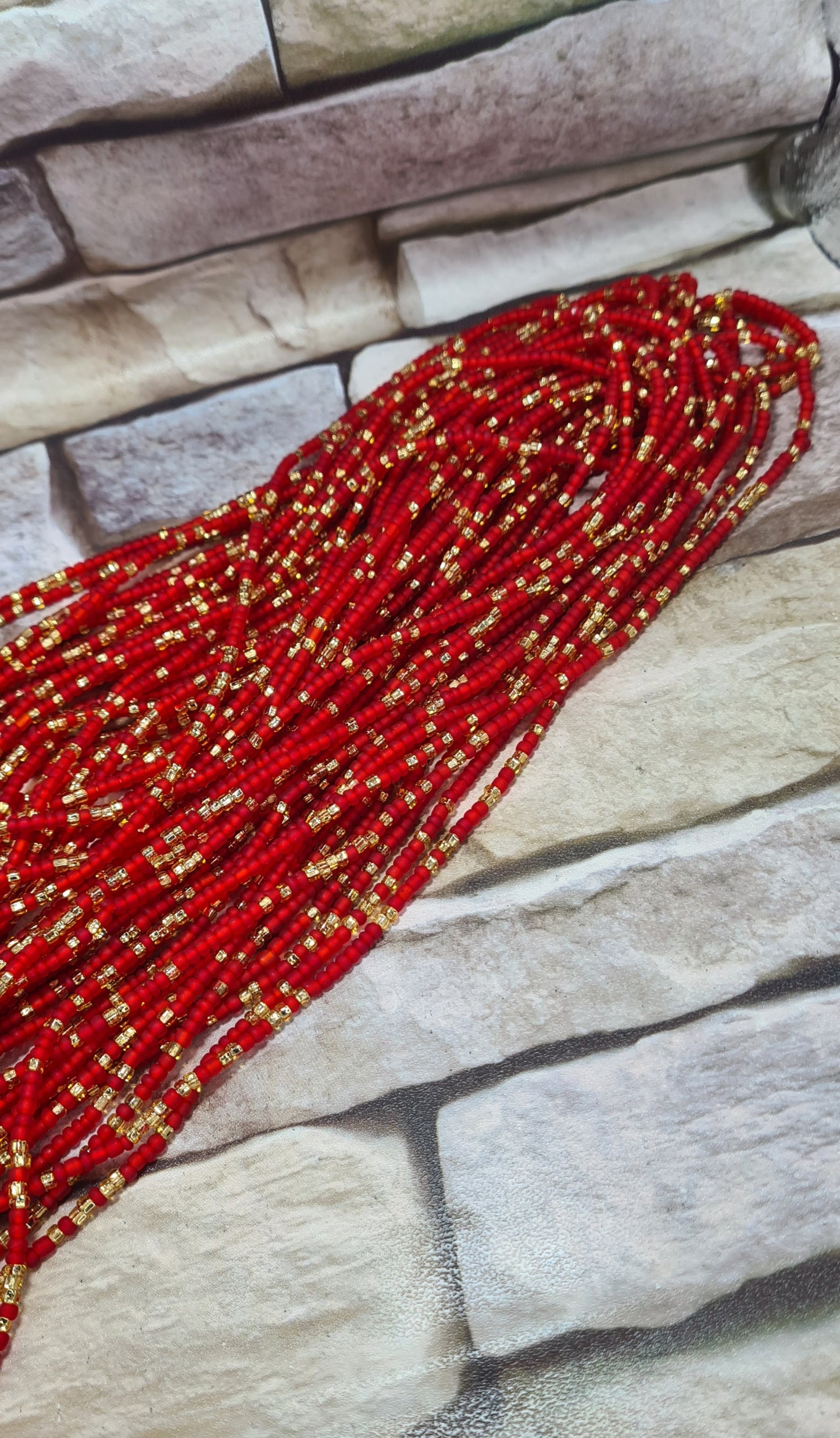 Red and Gold Waist Beads|On Sale Belly Chain Weight control African beads|belly beads| Ghana beads| Weight Tracker| Nigerian waist beads