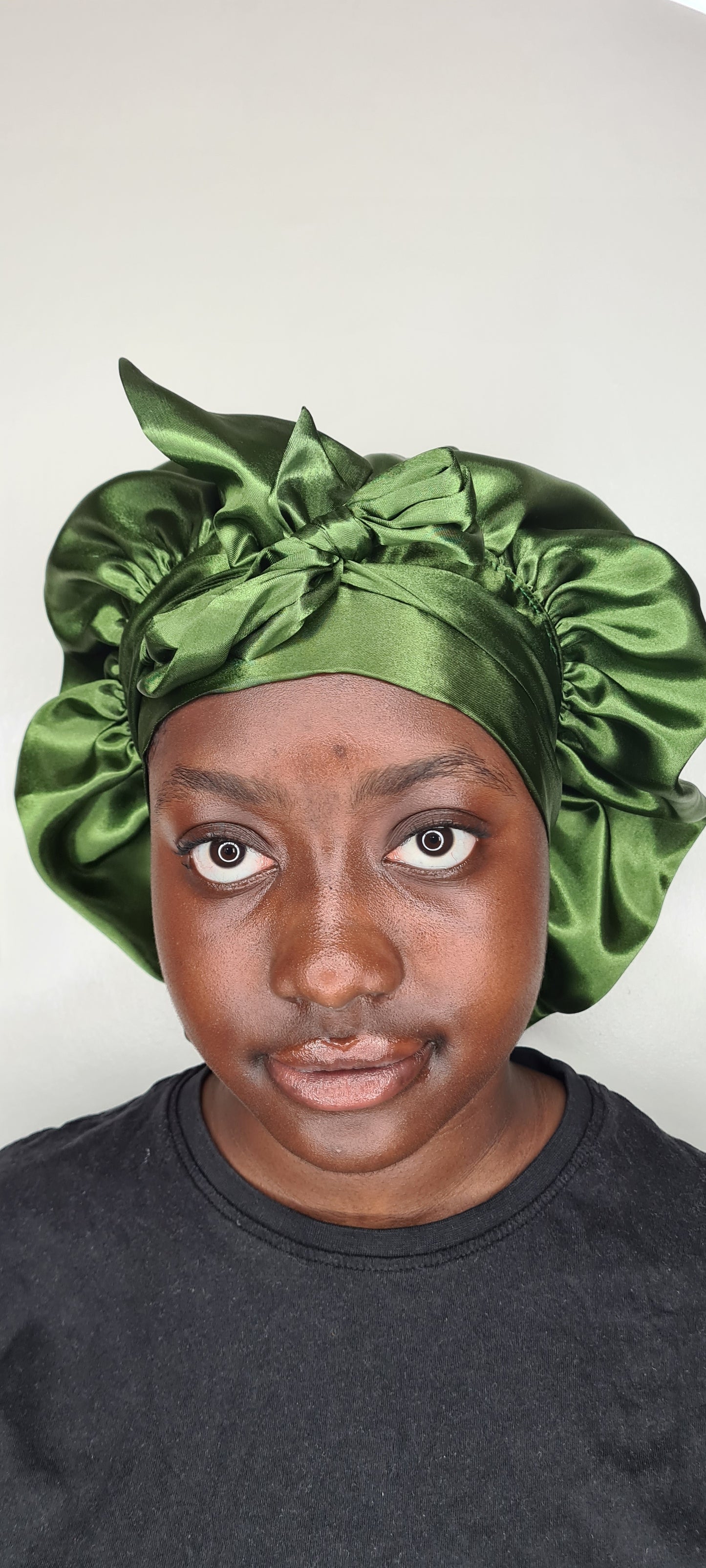 Olive Tie band Reversible Satin hair bonnet|Satin Elasticated, Sleep Hat Bonnet, Headscarf. Night Sleep, Protecting Hairstyle,