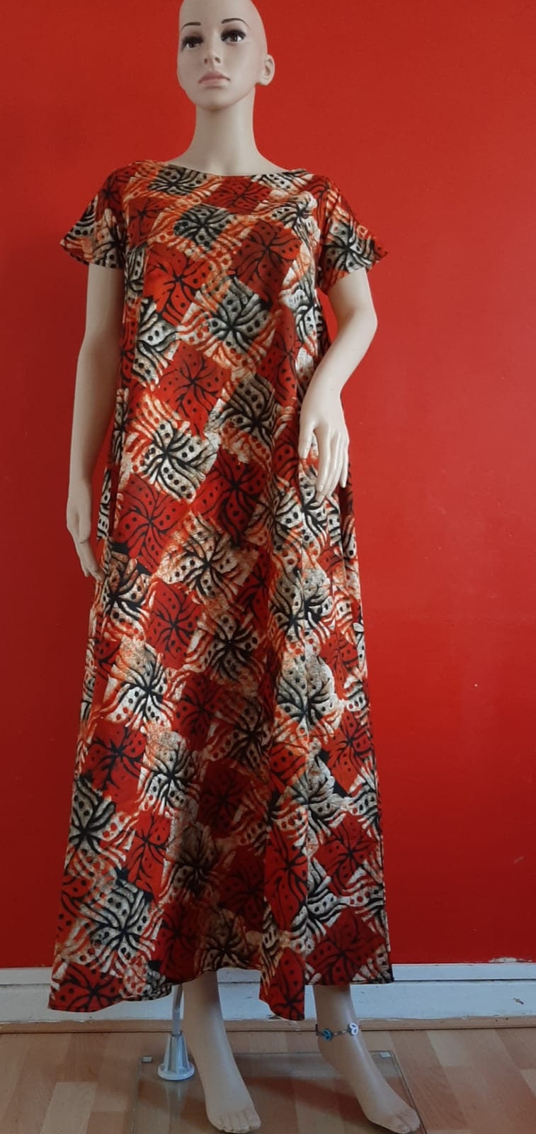 Tie and Dye Maxi Dress| Summer Dress| 100% Cotton| Red Tie And Dye| For All Occasions|Size16,12| Round Neck| Colourful