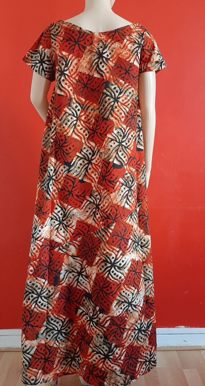 Tie and Dye Maxi Dress| Summer Dress| 100% Cotton| Red Tie And Dye| For All Occasions|Size16,12| Round Neck| Colourful