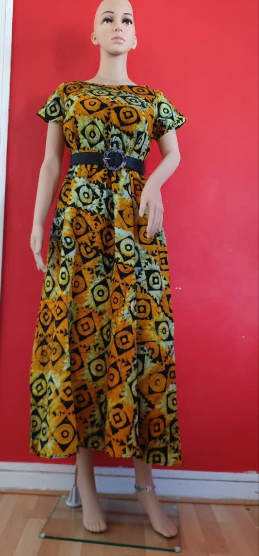 Tie and Dye Maxi Dress| Summer Dress| 100% Cotton|Yellow Tie And Dye| For All Occasions size 10,12 Round Neck| Colourful