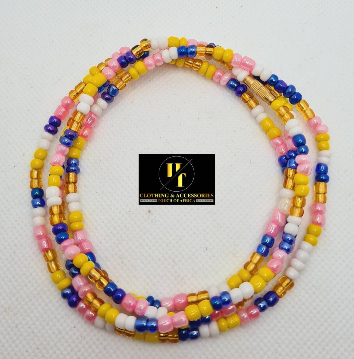 Multi colours Waist Beads|On Sale Belly Chain Weight control African beads|belly beads| Ghana beads| Weight Tracker| Nigerian waist beads