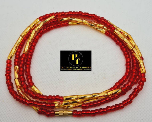 Red Waist Beads|On Sale Belly Chain Weight control African beads|belly beads| Ghana beads| Weight Tracker| Nigerian waist beads