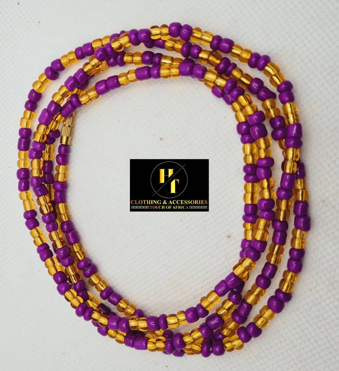 Gold and Purple Waist Beads|On Sale Belly Chain Weight control African beads|belly beads| Ghana beads| Weight Tracker| waist beads