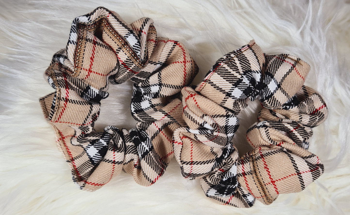 Scrunchie Soft Stretchy Hair Accessories Hair Tie Check Fabric