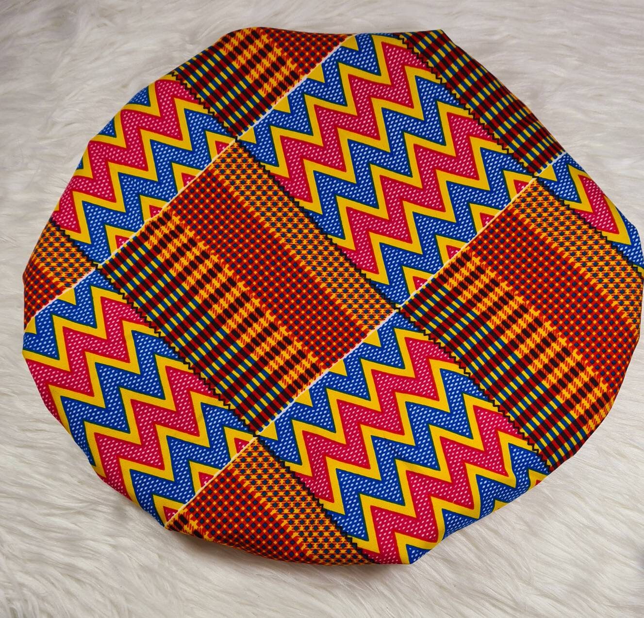 Silky Satin bonnet Kente Print, Satin Elasticated, Sleep Hat Bonnet, Headscarf. Night Sleep, Protecting Hairstyle,