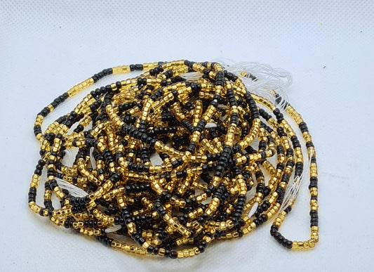 Black and Gold Mix Waist Beads|On Sale Belly Chain Weight control African beads|belly beads| Ghana beads| Weight Tracker Beads|