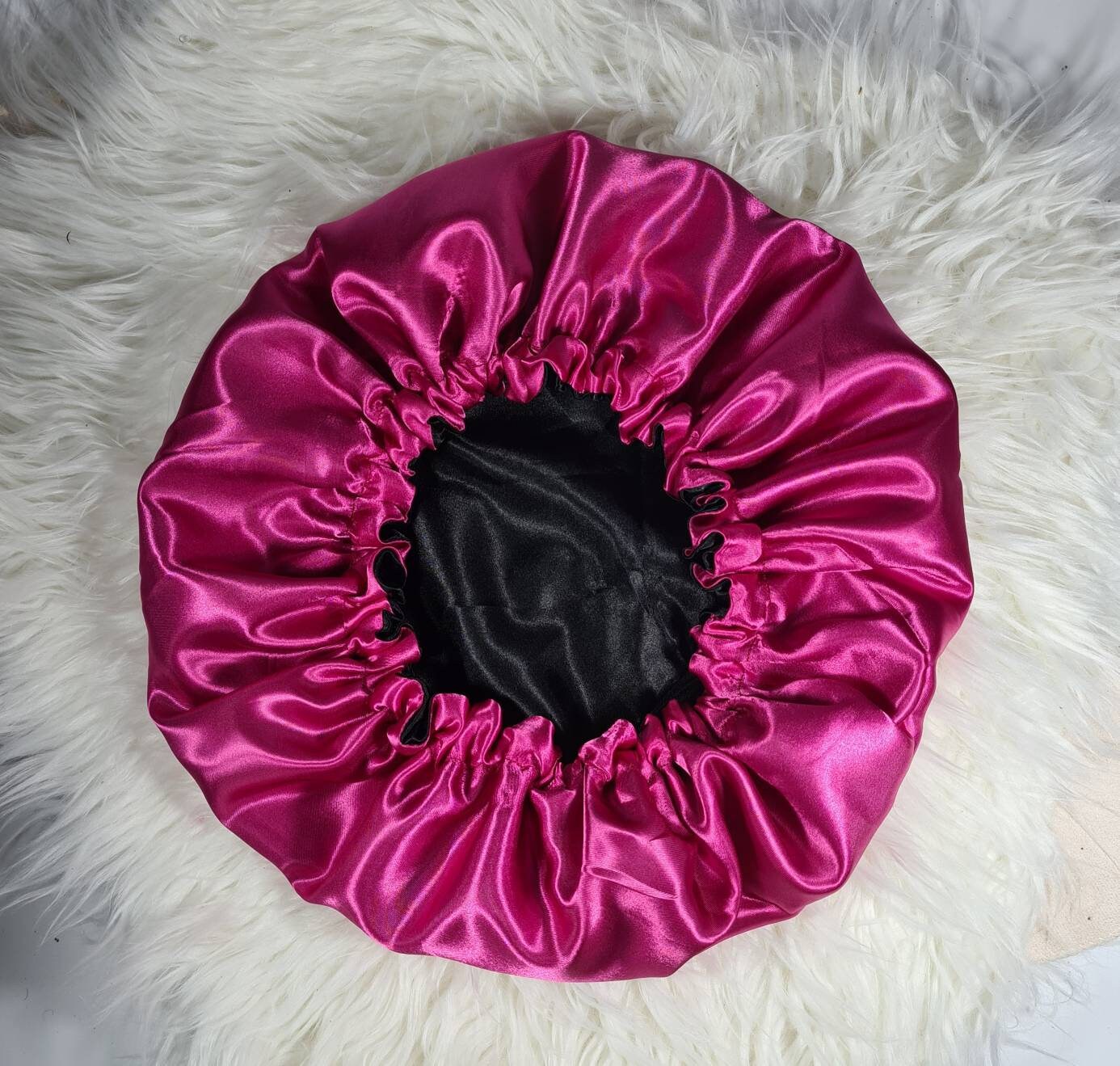 Cerise Reversible Satin hair bonnet  Satin Elasticated, Sleep Hat Bonnet, Headscarf. Night Sleep, Protecting Hairstyle,