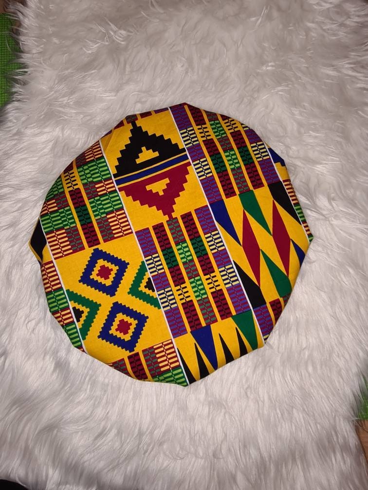 Silky Satin bonnet Kente Print, Satin Elasticated, Sleep Hat Bonnet, Headscarf. Night Sleep, Protecting Hairstyle,