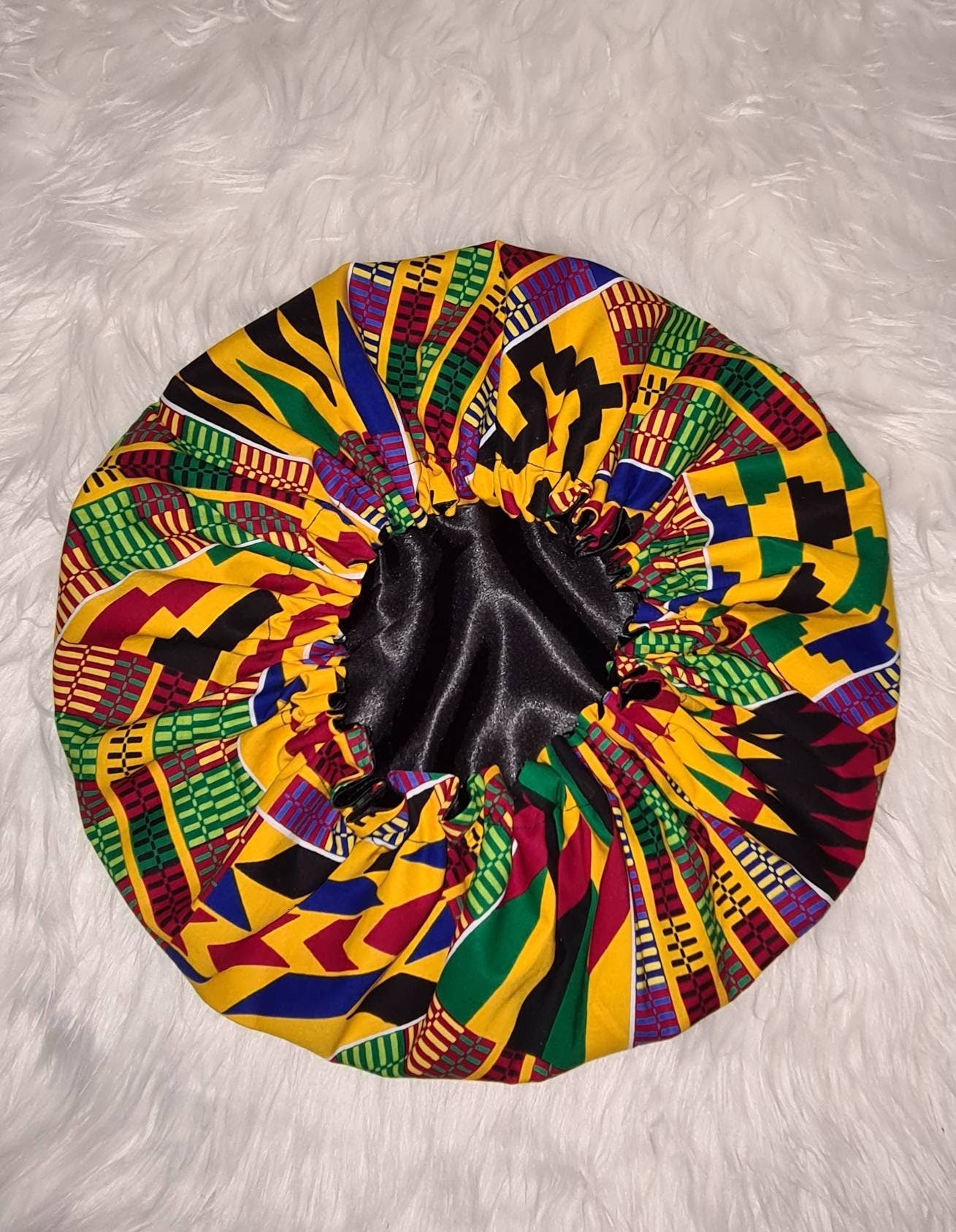 Silky Satin bonnet Kente Print, Satin Elasticated, Sleep Hat Bonnet, Headscarf. Night Sleep, Protecting Hairstyle,