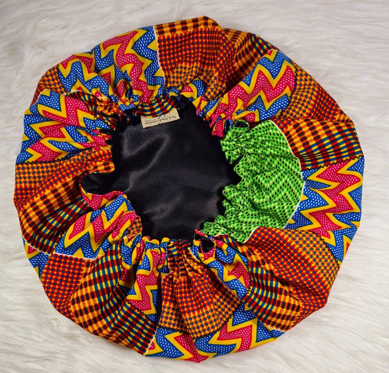 Silky Satin bonnet Kente Print, Satin Elasticated, Sleep Hat Bonnet, Headscarf. Night Sleep, Protecting Hairstyle,