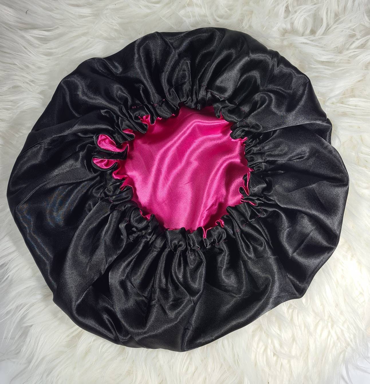 Cerise Reversible Satin hair bonnet  Satin Elasticated, Sleep Hat Bonnet, Headscarf. Night Sleep, Protecting Hairstyle,