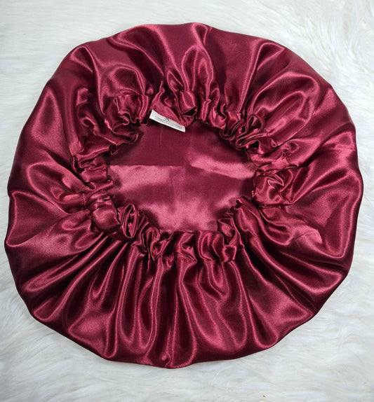 Burgundy Reversible Satin hair bonnet|Satin Elasticated, Sleep Hat Bonnet, Headscarf. Night Sleep, Protecting Hairstyle,