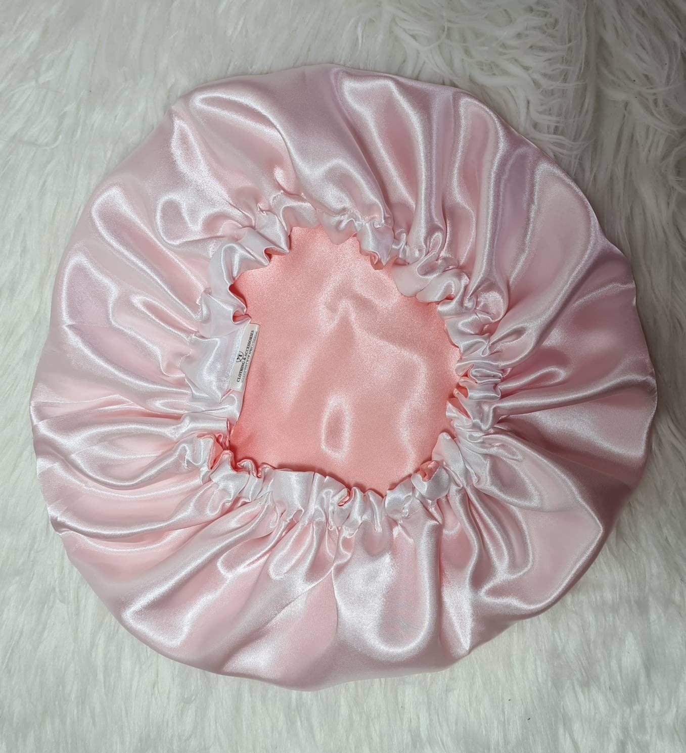 White Reversible Satin hair bonnet|Satin Elasticated, Sleep Hat Bonnet, Headscarf. Night Sleep, Protecting Hairstyle, Gift for Wedding.