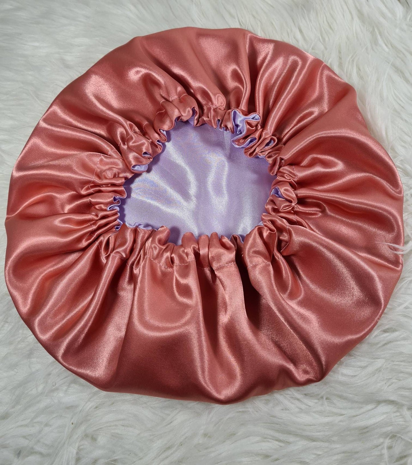 Rose Pink-Deep Reversible Satin hair bonnet|Satin Elasticated, Sleep Hat Bonnet, Headscarf. Night Sleep, Protecting Hairstyle.