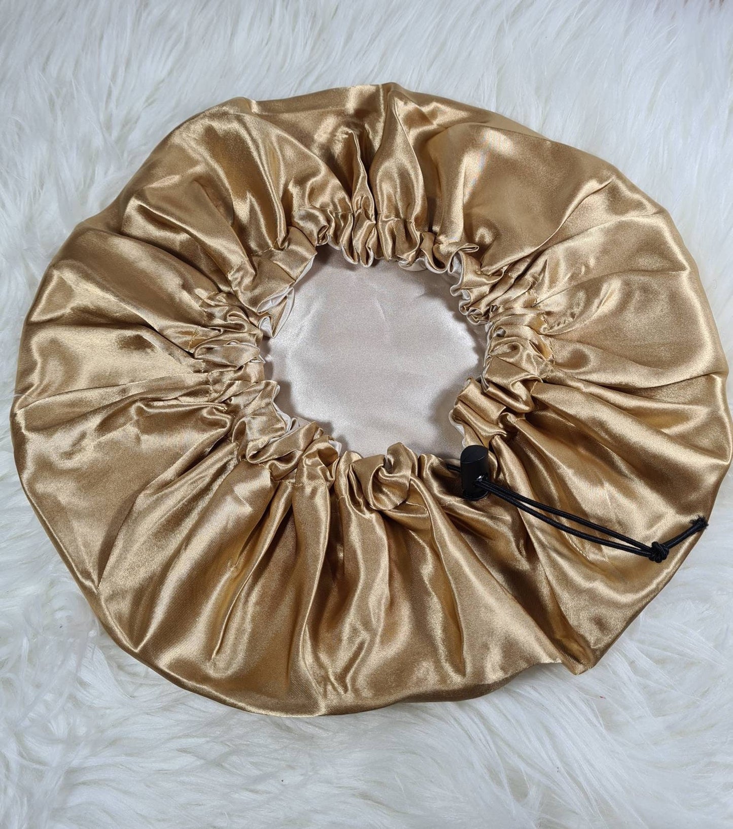 Gold Adjustable Drawstring Reversible Satin hair bonnet|Satin Elasticated, Sleep Hat Bonnet, Night Cap, Protecting Hairstyle.