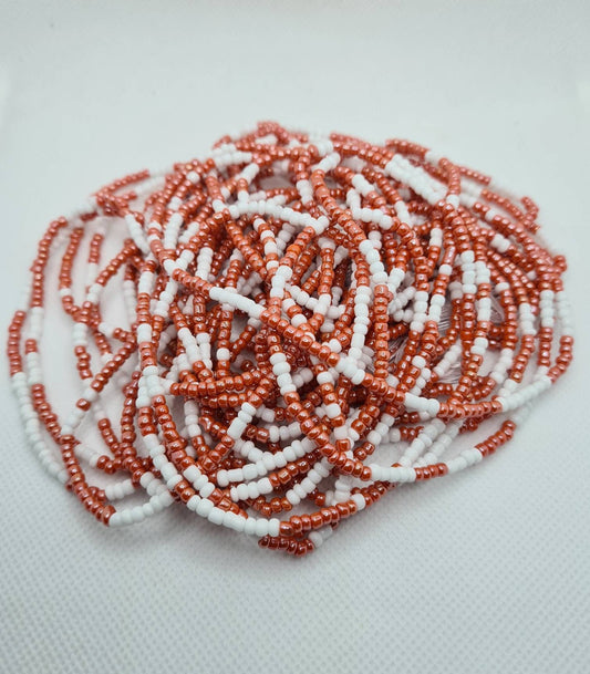 White And Peach Waist Beads|On Sale Belly Chain Weight control African beads|belly beads| Ghana beads| Weight Tracker/ Nigerian waist beads