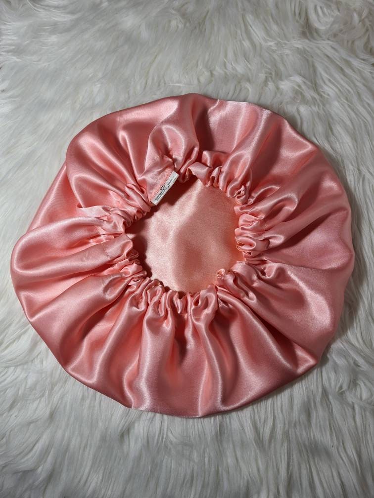 Perfect Fit Pink Reversible Satin Hair bonnet | Satin Elasticated, Sleep Hat Bonnet, Headscarf. Night Sleep, Protecting Hairstyle,