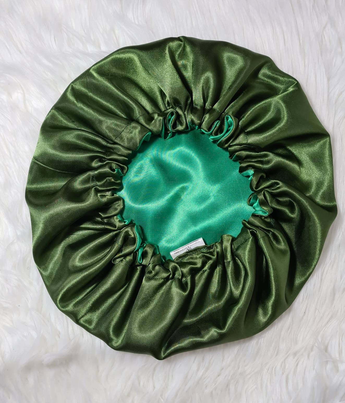 Perfect Fit Reversible Satin Hair bonnet - Protecting Hairstyle Night Sleep Headscarf for Women in Olive | Hair Accessories Girlfriend