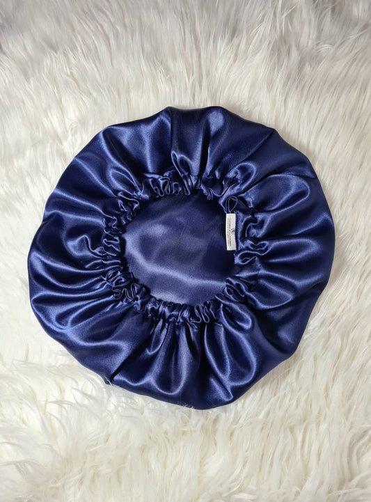 Navy Reversible Satin hair bonnet|Satin Elasticated, Sleep Hat Bonnet, Headscarf. Night Sleep, Protecting Hairstyle.