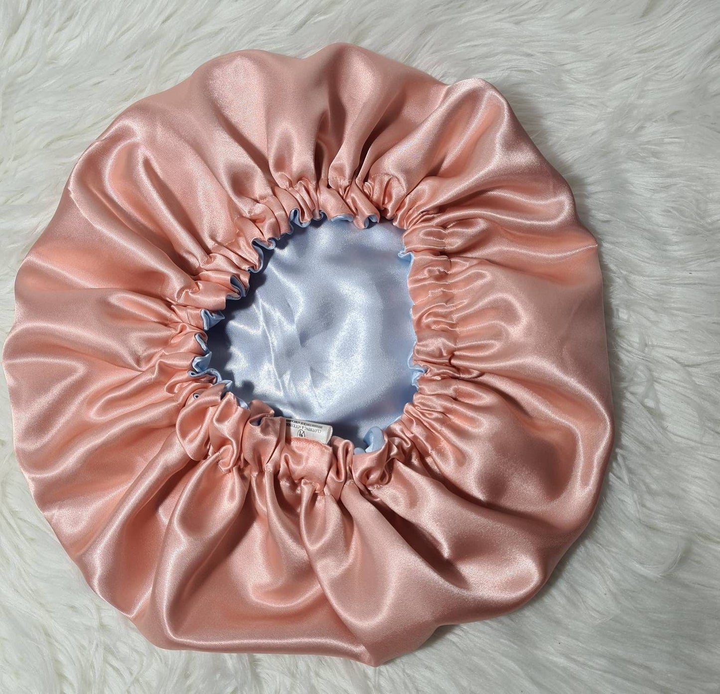 Dusky Pink And Light Blue Reversible Satin hair bonnet | Satin Elasticated Sleep Hat Bonnet. Headscarf. Night Sleep. Protecting Hairstyle.