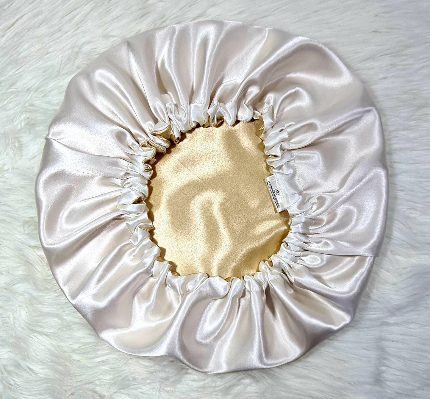 Cream Reversible Satin hair bonnet  Satin Elasticated, Sleep Hat Bonnet, Headscarf. Night Sleep, Protecting Hairstyle,