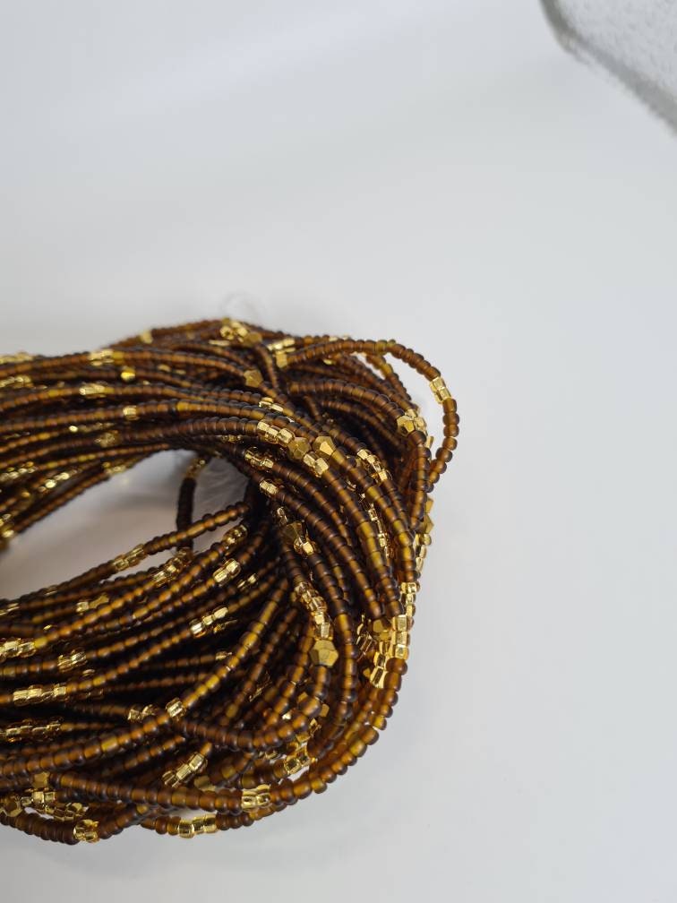 Warm tone Brown Waist Beads|On Sale Belly Chain Weight control African beads|belly beads| Ghana beads| Weight Tracker Beads|Mix With Gold