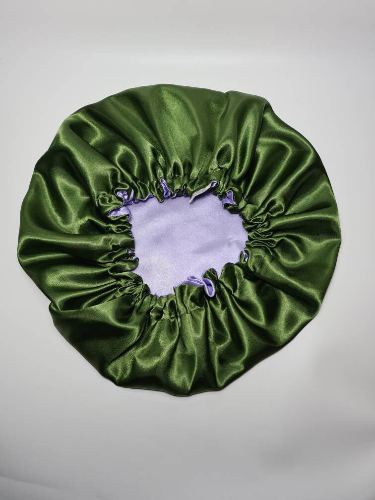 Perfect Fit Reversible Satin Hair bonnet - Protecting Hairstyle Night Sleep Headscarf for Women in Olive | Hair Accessories Girlfriend