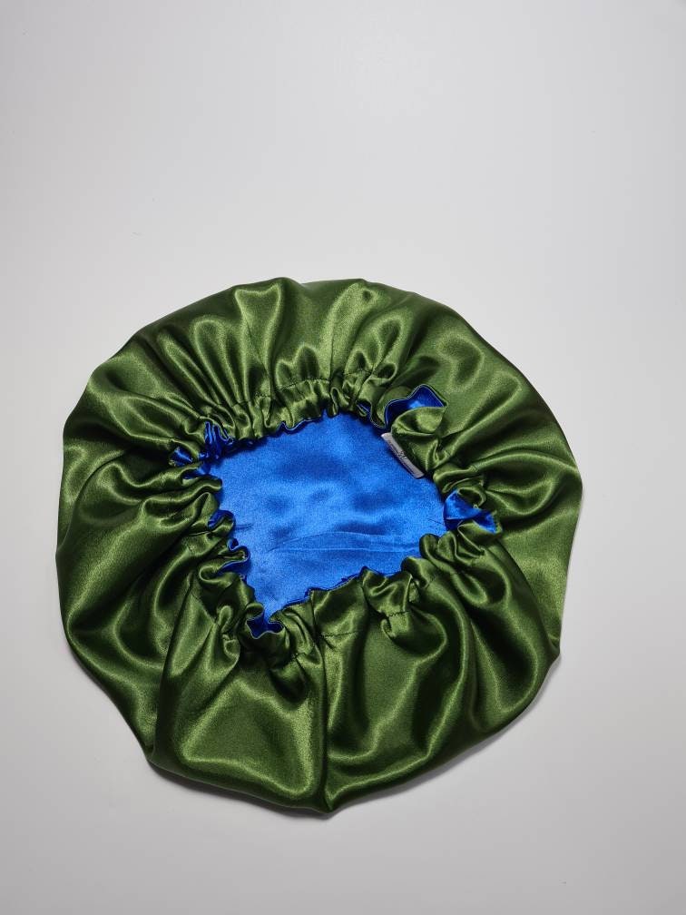 Perfect Fit Reversible Satin Hair bonnet - Protecting Hairstyle Night Sleep Headscarf for Women in Olive | Hair Accessories Girlfriend