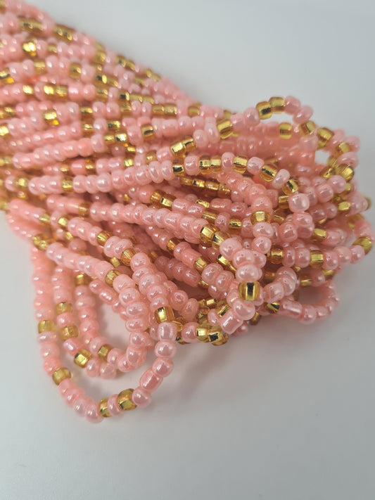 Peach and Gold Waist Beads|On Sale Belly Chain Weight control African beads|belly beads| Ghana beads| Weight Tracker| Nigerian waist beads