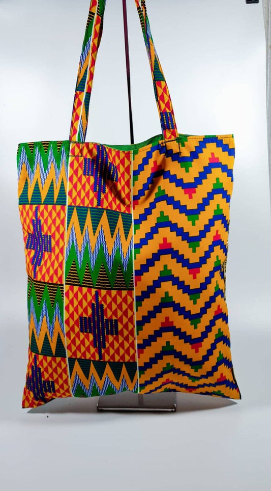 Kente Print Tote bag|Medium Bag|Reusable tote Cotton bag|Reversible Adult Size|