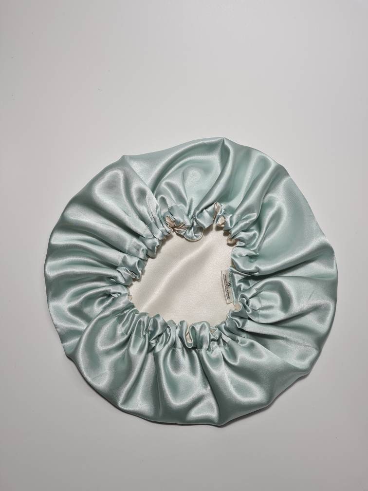 Duckegg Reversible Satin hair bonnet|Satin Elasticated. Sleep Hat Bonnet. Headscarf. Night Sleep. Protecting Hairstyle.