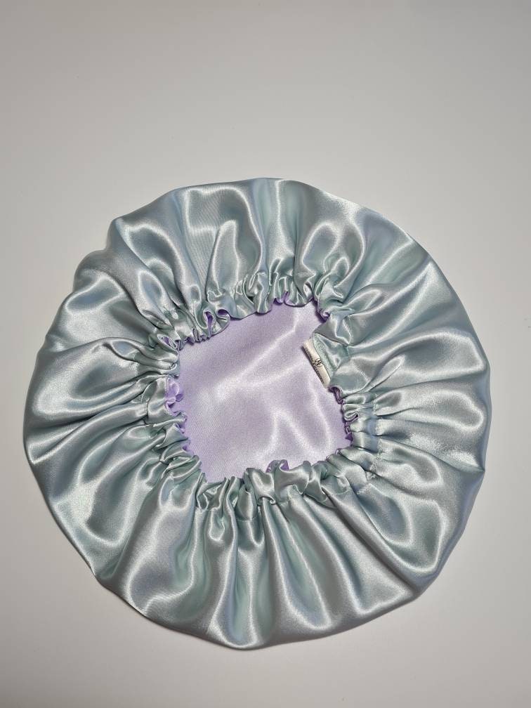 Duckegg Reversible Satin hair bonnet|Satin Elasticated. Sleep Hat Bonnet. Headscarf. Night Sleep. Protecting Hairstyle.
