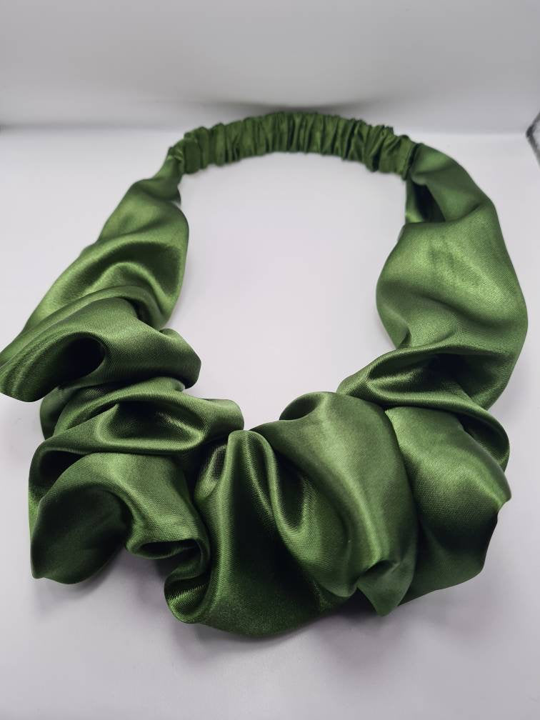 Silky Olive Satin Style Ruffle headband, women hair accessories, Twisted knot headband, hairband, Turban, Gift for sister.