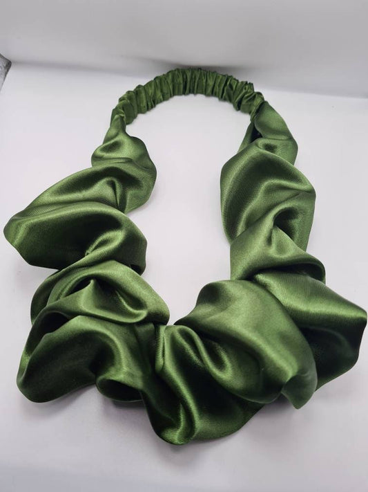 Silky Olive Satin Style Ruffle headband, women hair accessories, Twisted knot headband, hairband, Turban, Gift for sister.