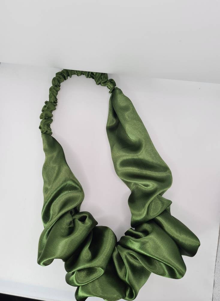 Silky Olive Satin Style Ruffle headband, women hair accessories, Twisted knot headband, hairband, Turban, Gift for sister.